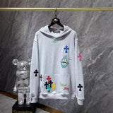 Chh Chrome Hearts Hoodie Autumn/Winter CH Classic Color Sanskrit Hand Painted Graffiti Casual Hooded Sweater