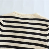 Women Sweater Knit Wear Striped round Neck Classic Style Knitted Cardigan Sweater Coat