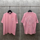 Ch hip-hop t shirts high streetch short sleeve washed patch embroiderloosecasualpure cotton american heavy weight short sleeve easiest for match