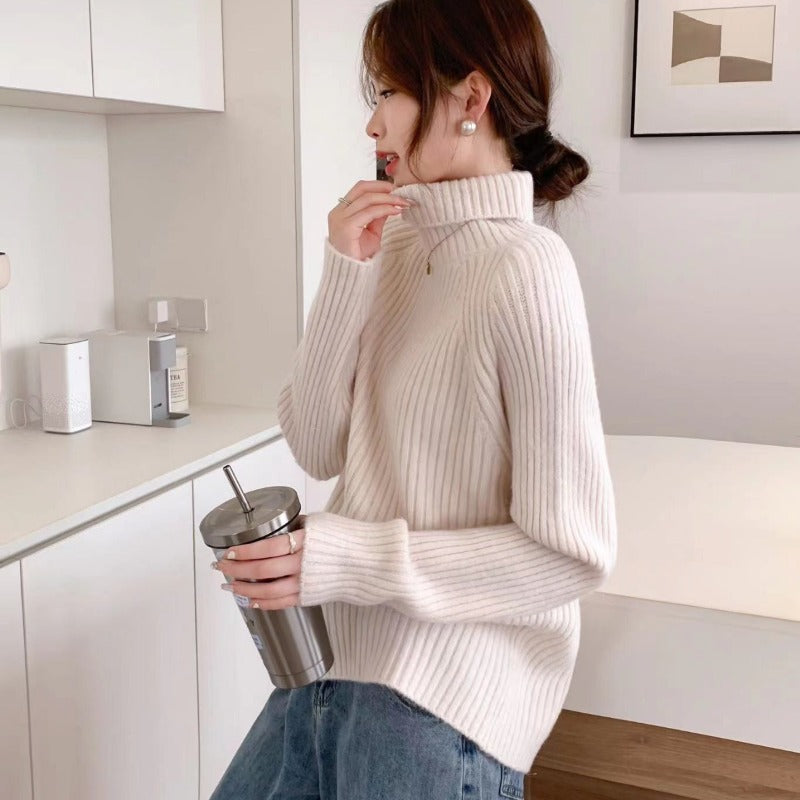 Women Knitted Pullover Turtleneck Sweater Autumn Winter Sweater Top
