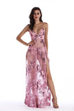 Women Evening Gown Sexy European and American V-neck Strap Sequins Long Dress