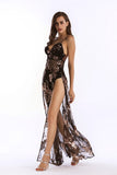 Women Evening Gown Sexy European and American V-neck Strap Sequins Long Dress