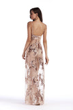 Women Evening Gown Sexy European and American V-neck Strap Sequins Long Dress