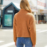 Women Trench Coat Autumn and Winter Cardigan Long-Sleeve Zipper Plush Splicing Coat