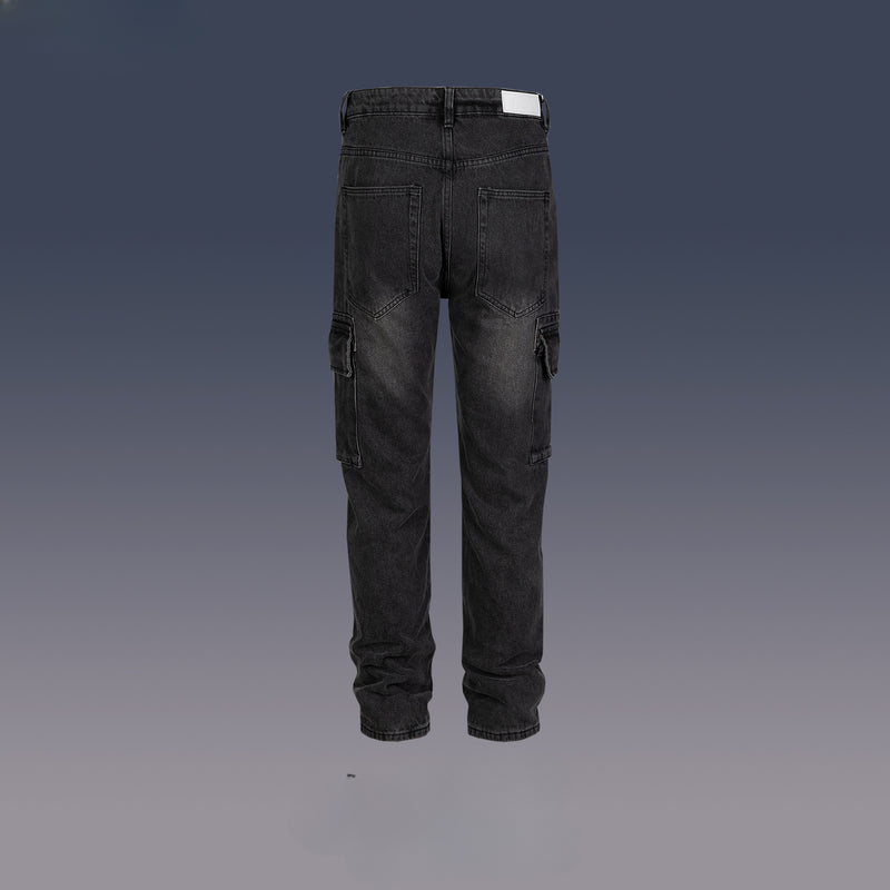 MIJKO Men's Vintage Pants MIJKO Straight Pants Men's and Women's Washed White Jeans