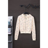 Ashleywilliams bear printed zipper hooded outwear hot girl waist cardigan sweatshirt women's american sweet