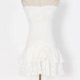 Women Dresses Embroidery Lotus Leaf Skirt Spring Hollow Dress (Qymy0409)