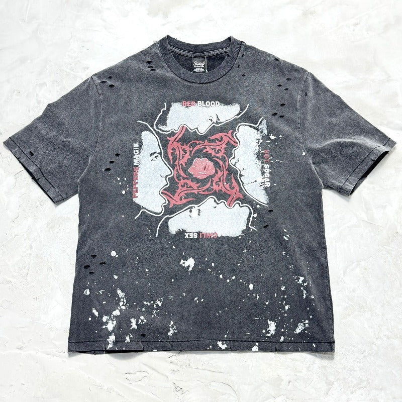 saint m t shirts s.m collaboration series graphic print crew neck pullover short sleeve t-shirt