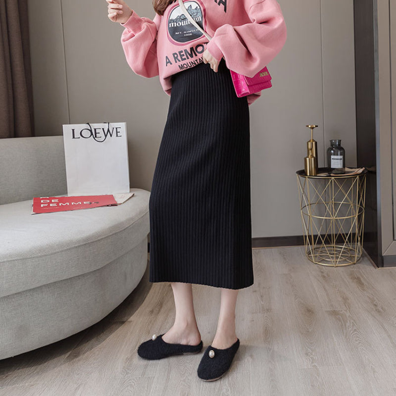 Women Knitted Skirt Straight Dress