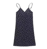 Women Dresses Floral Slim-Fitting Hip Spaghetti Straps Dress Summer Short Skirt (Bla0420)
