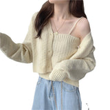 Women Knitwear Spring and Autumn Sling Two-Piece Sweater Knitted Cardigan