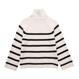 Women Sweater Knitwear Autumn and Winter Leisure Lapel Zipper Striped Loose Long Sleeve Pullover Knitted Sweater