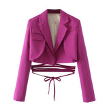 Women Suits Spring and Autumn Suit Sexy Long Sleeve Slim Fit Midriff-Baring Bandage Small Top