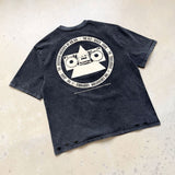 saint m t shirts s.m collaboration letter print graphic washed vintage pullover crew neck short sleeve tee
