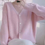 Women Knitwear Autumn and Winter V-neck Sweater Loose Knitted Cardigan
