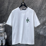 Ch hip-hop t shirts chcouple graffiti sanskrit worn horseshoe embroiderpure cotton american heavy weight short-sleeved high street easiest for match
