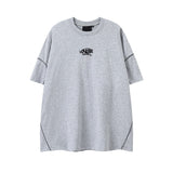 Hip-hop t-shirts, american-style short-sleeve letter embroidery reflective stripe spring/summer new arrivals, short-sleeve t-shirt