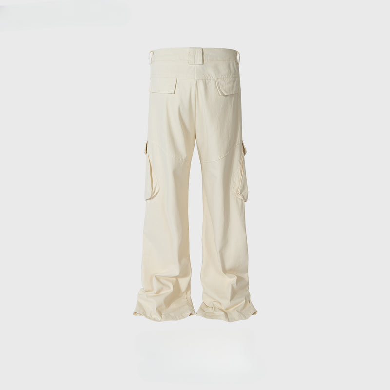MIJKO Men's Vintage Pants MIJKO men's and women's multi-pocket slightly wide-footed casual overalls