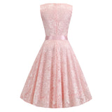 Women Evening Gown Sexy Sleeveless Swing Lace Dress