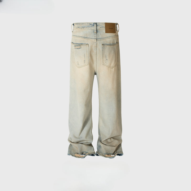 MIJKO Men's Vintage Pants MIJKO Straight Pants Men's and Women's Ripped Jeans