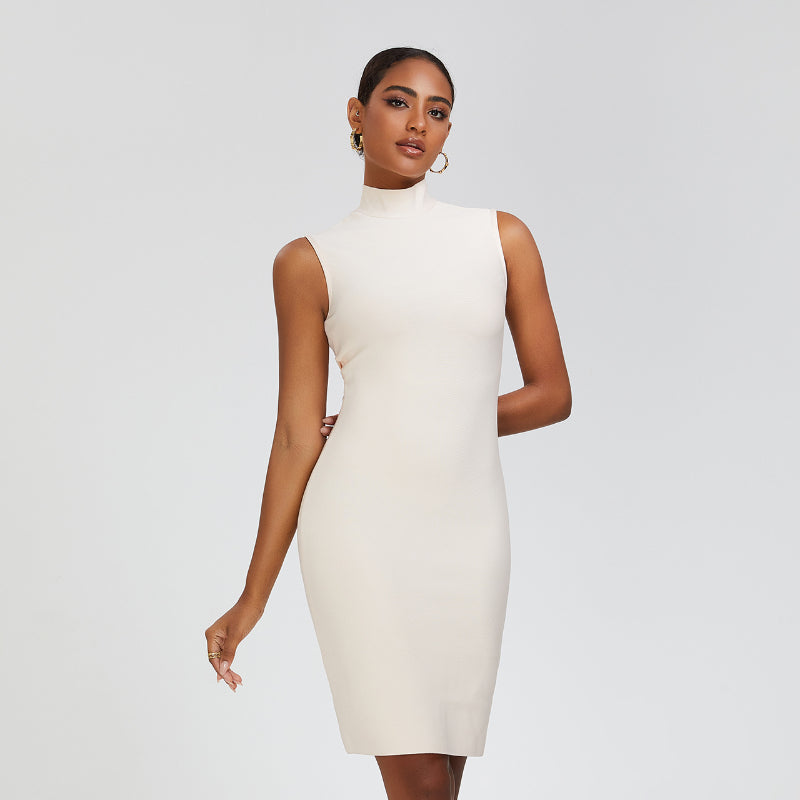 Women's Evening Dress Vest Dress Sleeveless Sheath Half Turtleneck Slim Fit Bandage One-Piece Dress Dress