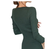Women Maxi Dress Autumn and Winter V-neck Long Sleeve Slim Fit Sexy Hip Knitwear Dress