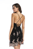 Women Evening Gown Sexy Mesh Sleeveless Sling Beads Sequins Dress