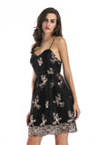 Women Evening Gown Sexy Mesh Sleeveless Sling Beads Sequins Dress