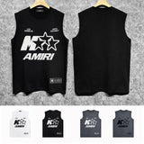 Amiri tank top five-pointed star mottled letterprinting