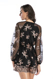 Women's Evening Gown V-neck Mesh Long Sleeve Sequined Jumpsuit