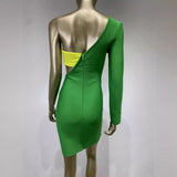 Women Dresses Bandage Dress Sexy One-Shoulder Sleeves Slim Fit Party Dress (Ont0408)