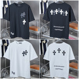 Ch hip-hop t shirts high version ch short sleeve cross loosecasualpure cottonamerican styleheavy weight short sleeve