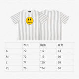 Drew house tshirt r d@ew striped smiley face letter print crew neck pullover short sleeve