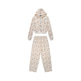 Ashley williams all-over deer print hooded sweatshirt zipper cardigan hot girl high waistoutwearsuit sweatpants