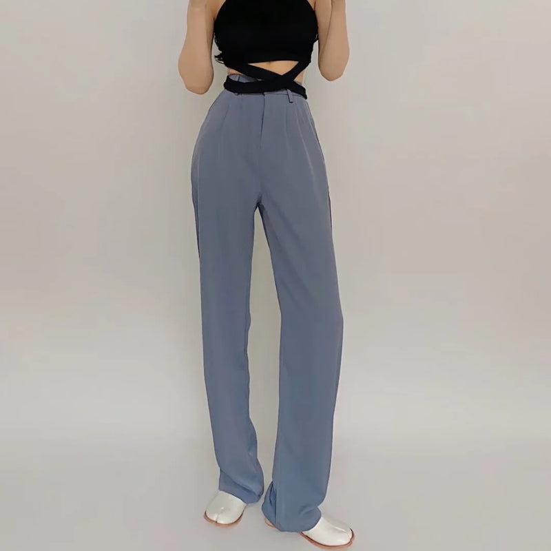 Women Sweatpants Spring Loose Straight Casual Wide-Leg Trousers