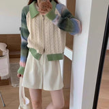 Women Knitwear Fall and Winter Lapels Zipper Sweaters Cardigan