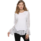 Women Knitwear Spring Knitwear Lace Chiffon Long Sleeve Shirt