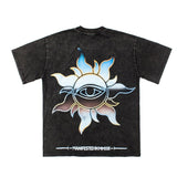 Hip-hop t shirts american retro skull guitar other printing washed old retro rock loose short-sleeved t-shirt tee