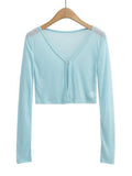 Women Sweater Knitwear Summer Fork Sun Protection Knit Cardigan V-neck Top