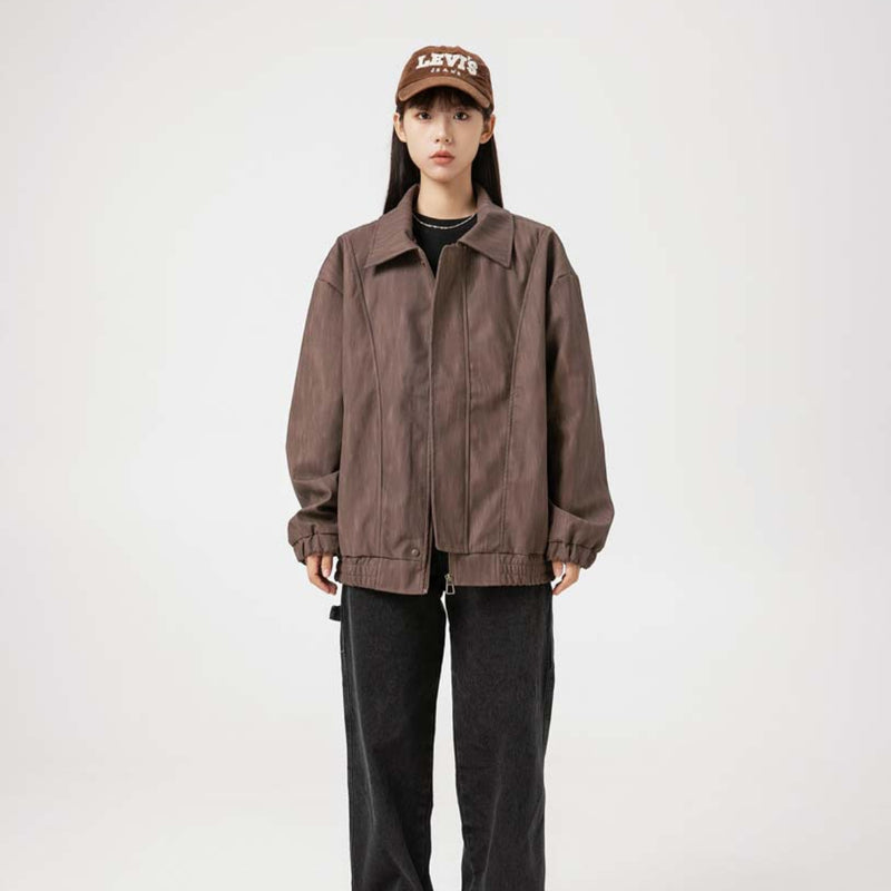 Unisex Jacket Autumn Vintage Distressed Pu Jacket