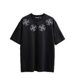 Ch hip-hop t shirts american ch short-sleeved cross embroiderloosecasualpure cotton american heavy weight short-sleeved