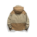 Unisex Jacket Retro Style Colorblock Hood Jacket Coat Loose Shell Jacket