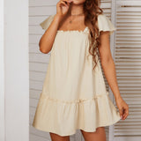 Women Dress Square Collar Bow Dress