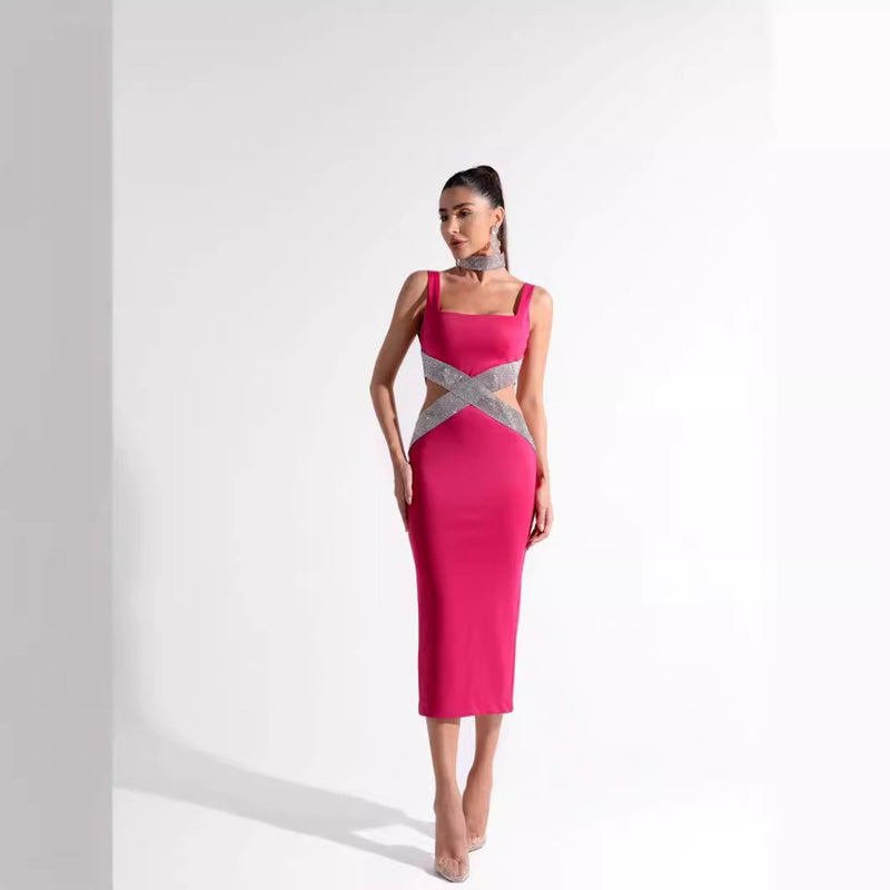 Women Dresses Bandage One-Piece Dress Square Collar Party Dress (Ont0408)