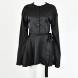 Women T-shirt Summer Sexy Skirt Long Sleeve Button Cardigan Top Suit