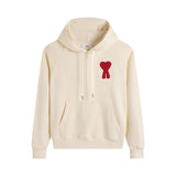 Ami aheoine hooded long sleeves couple hoodie loose heart fall and winter raglan sleeves patch embroidered sweatshirt
