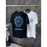 Ch hip-hop t shirts high version ch short-sleeved horseshoe sanskrit cross loosecasual high streeteasiest for match