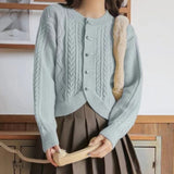 Women Knitwear Autumn Winter Retro Sweater Loose Knitted Cardigan