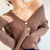 Women Sweater Knitwear Slim Fit Short Cardigan Long Sleeve Sweater