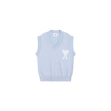 Ami heartfelt autumn/winter loose-fit versatile knit vest - blue & pink jacquard v-neck cardigan - couple's style for women